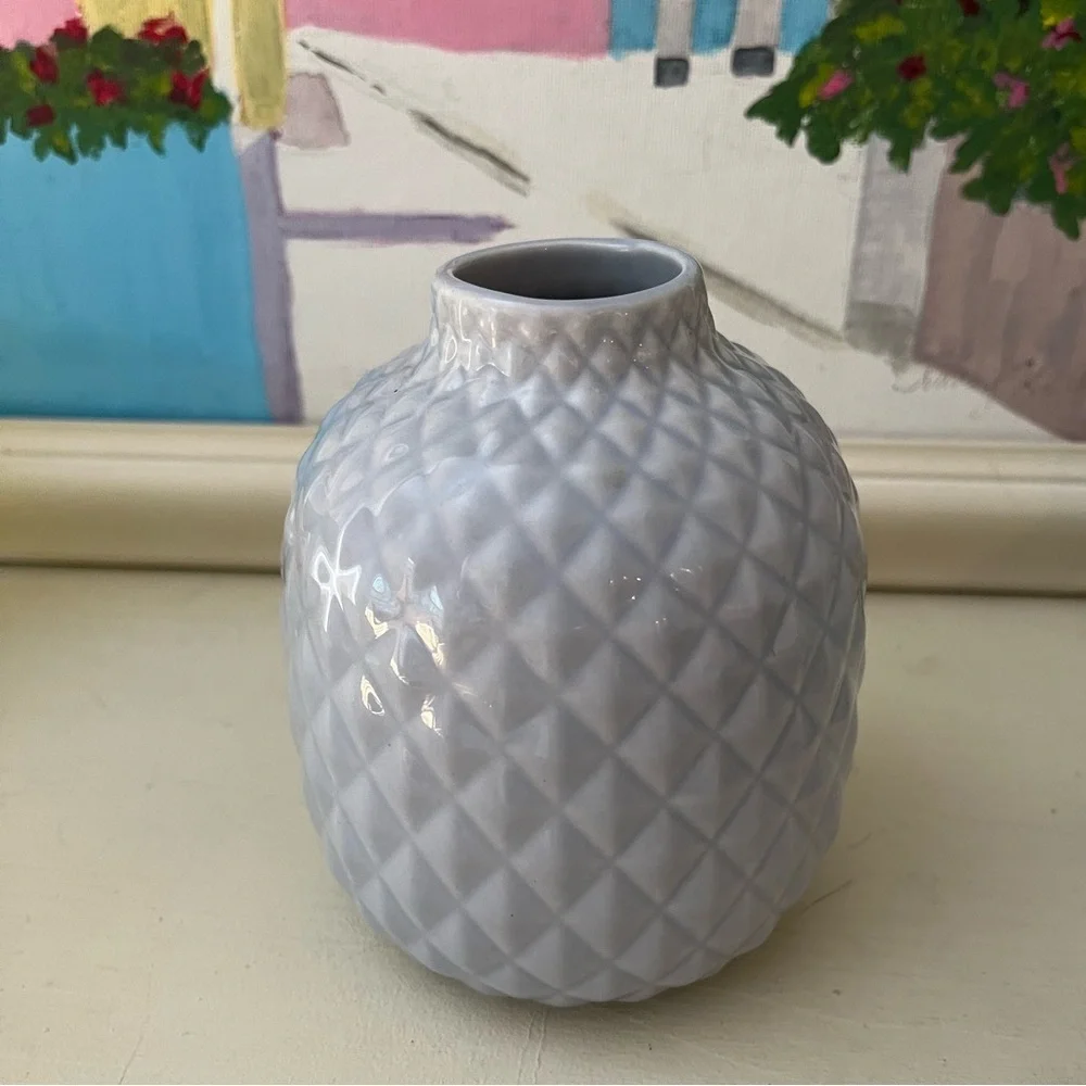IKEA Textured Pale Periwinkle Ceramic Vase